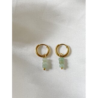 Green Aventurine 'Luna' Earrings - Stainless Steel