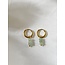 Boucles d'Oreilles 'Luna' Aventurine Verte - Acier Inoxydable