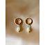 'Milou' Earrings Green & Pearl - Stainless Steel