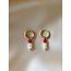 Boucles d'Oreilles 'Milou' Rouge & Perle - Acier Inoxydable