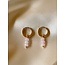 Cute little pink rose quartz earrings gold - stainless steel