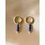 Jolies Boucles d'Oreilles Bleues Or - Acier Inoxydable