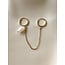 Double Earring 'Pearl' Gold - Acciaio inossidabile (1 PC)