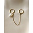 Double earring 'Pearl' Gold - stainless steel (1 pcs)