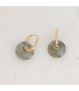 'Tirza' Earrings Labradorite Gold - Stainless Steel
