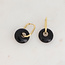 'Tirza' Earrings Black Agate Gold - Stainless Steel