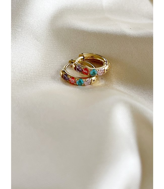Mulicolor hoops gold 1.2 cm stainless steel Notbranded