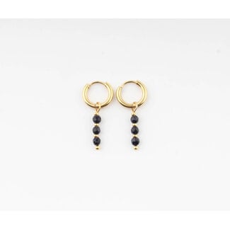 Mon Cheri Dark Blue Sand Stone Earrings - Stainless Steel