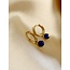 Round 'Nina' Earrings Dark Blue - stainless steel