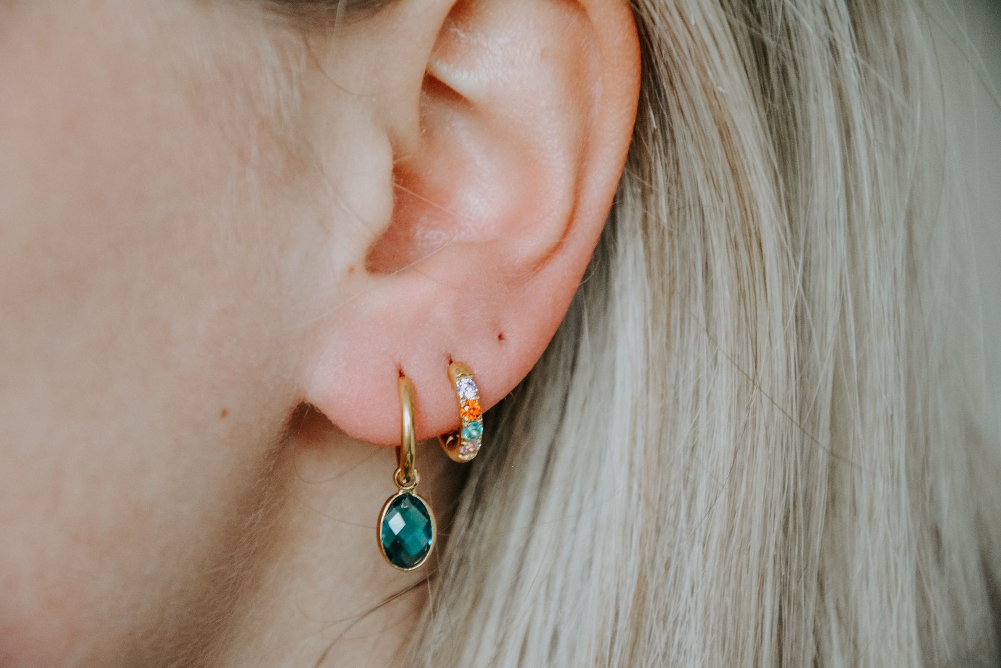 Mulicolor hoops gold 1.2 cm stainless steel Notbranded