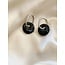 'Tirza' Earrings Black Agate Silver - Stainless Steel