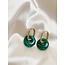 'Tirza' Earrings Gold Green Natural Stone  - Stainless Steel