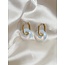 Boucles d'Oreilles 'Tirza' Pierre de Verre Opale Blanche - Acier Inoxydable