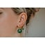 'Tirza' Earrings Gold Green Natural Stone  - Stainless Steel