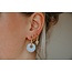 Boucles d'Oreilles 'Tirza' Pierre de Verre Opale Blanche - Acier Inoxydable