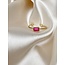 Bague Pierre Naturelle 'Karma' Acier Inoxydable Rose - Ajustable