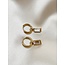 'Feline' earrings White & Gold - Stainless Steel