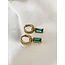 'Feline' earrings Green/Blue & Gold - Stainless Steel