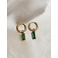 'Feline' earrings Green/Blue & Gold - Stainless Steel