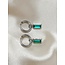 Boucles d'oreilles 'Feline' Vert/Bleu & Argent - Acier Inoxydable