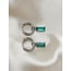 'Feline' earrings Green/Blue & Silver - Stainless Steel