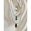 Collier 'Feline' Bleu/vert & Argent - Acier Inoxydable