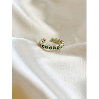 'Evita' ring green - Gold Plated (verstelbaar)