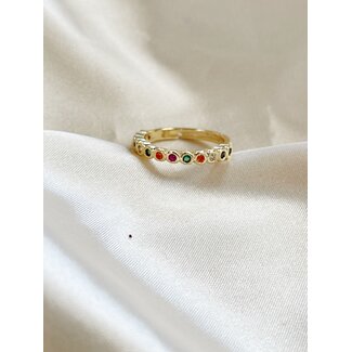'Sila ring multicolor - Gold Plated (verstelbaar)