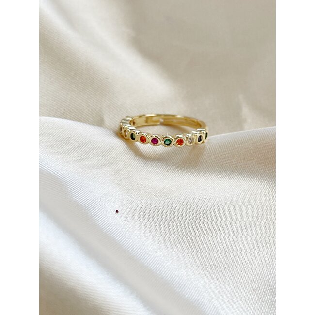 'Sila ring multicolor - Gold Plated (adjustable)