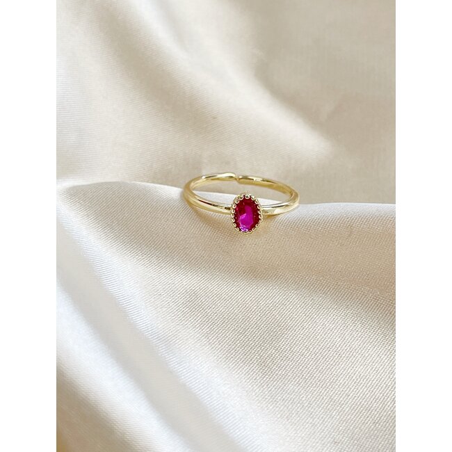 'Norah'  ring Pink - Gold Plated (verstelbaar)