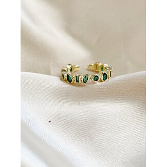 'Mona'  ring Green  - Gold Plated (verstelbaar)