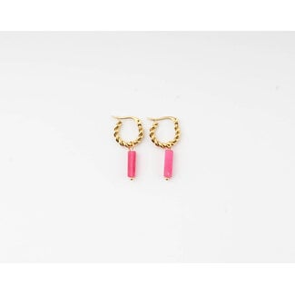 Orecchini Odilia 'Gold & Stone Pink - Acciaio inossidabile