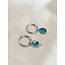 Boucles d'Oreilles Ovale 'Dana' Bleu Argent - Acier Inoxydable