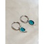 Oval 'Dana' Earrings Blue Silver  - Stainless Steel