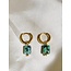 Boucles d'Oreilles Rocky Green Stone Doré - Acier Inoxydable