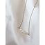 Collier barre de perles d'eau douce blanches - Acier inoxydable