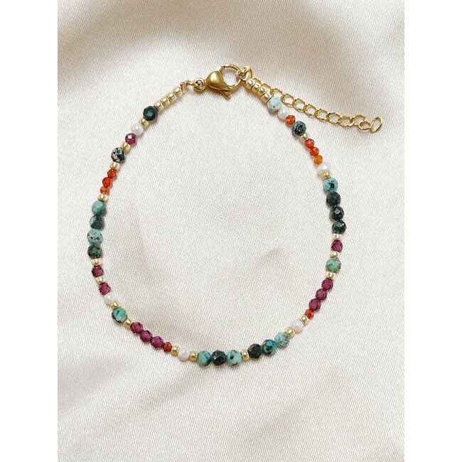 'Tira' Armband Nutural Stones Multicolor-Edelstahl