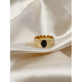 Didi 'anillo negro y dorado - ajustable