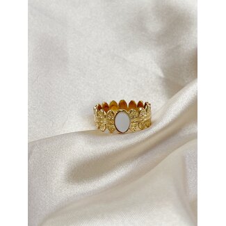 'Didi' Ring White & Gold - Adjustable