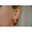 Orange Stone Earrings Gold - Stainless Steel