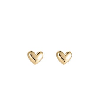 Solid Heart Stud Earrings Gold - Stainless Steel