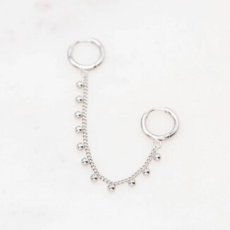 Boucle d'oreille double 'Petits pois' argent - acier inoxydable (1 pcs)