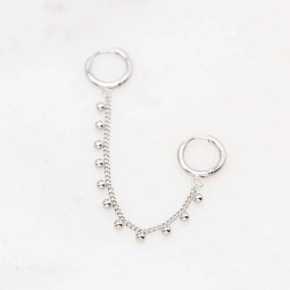 Double earring 'Little dots' silver - stainless steel (1 pcs)