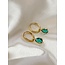 Boucles d'Oreilles Ovales 'Dana' Vert Foncé - Acier Inoxydable