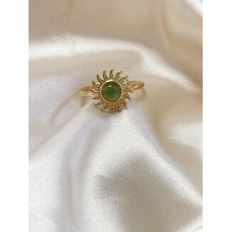 Sunshine ring green natural stone - stainless steel (adjustable)