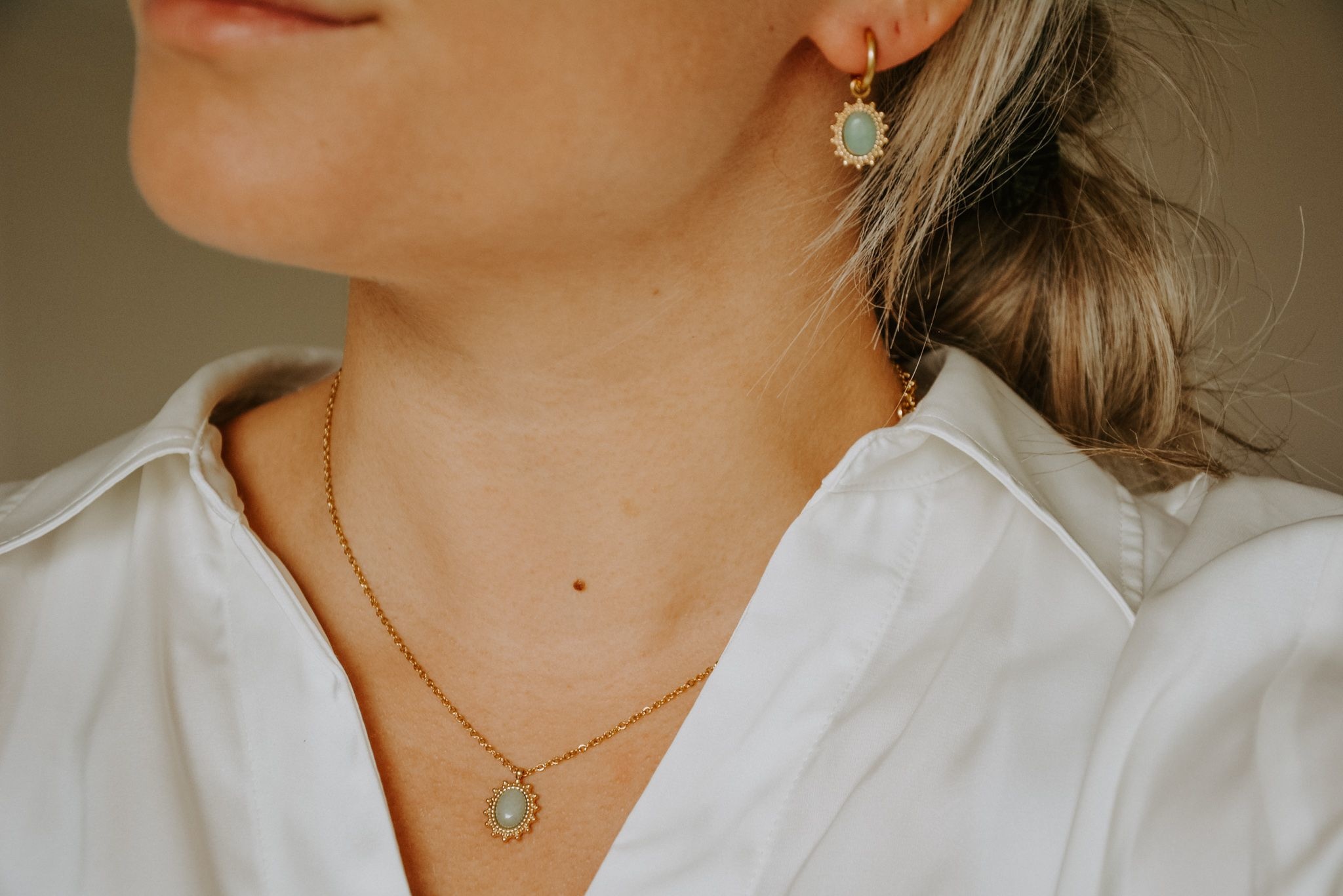 'Jolie' Turquoise Natural Stone Earrings Gold Stainless Steel