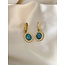 'Jolie' Dark Blue Natural Stone Earrings Gold - Stainless Steel