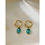 Boucles d'Oreilles Bleues 'Nuki' Or - Acier Inoxydable