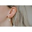 Boucle d'oreille double 'Dark Pink Natural Stone' Gold - acier inoxydable (1 pcs)