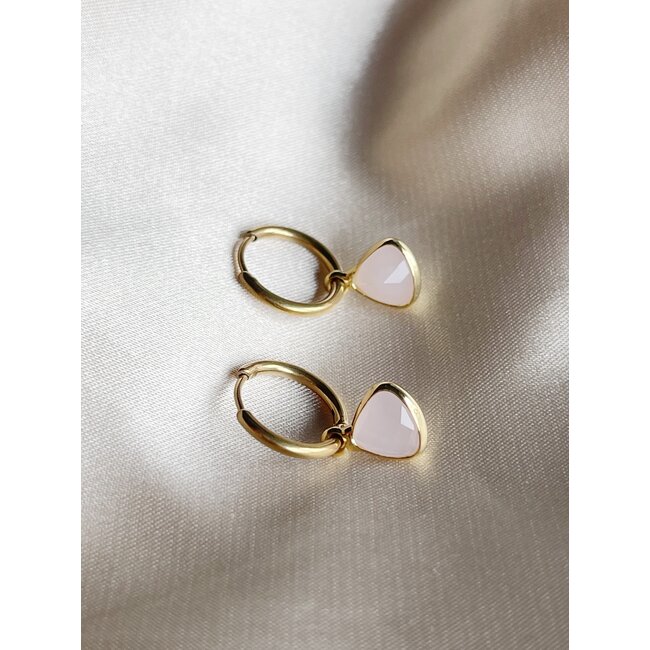 'Kiki' earrings pink & gold  stainless steel